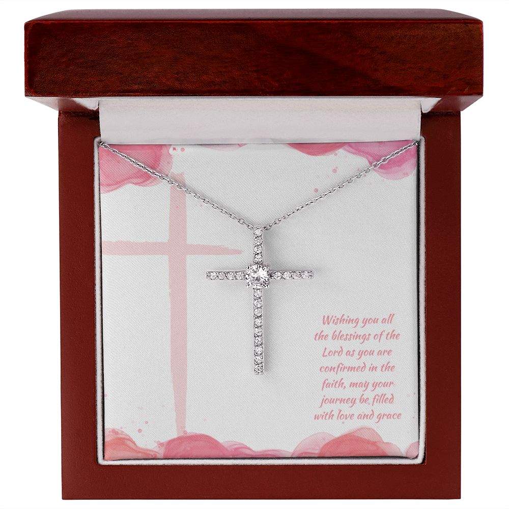 May Your Journey be filled with Love and Grace - CZ Cross Necklace