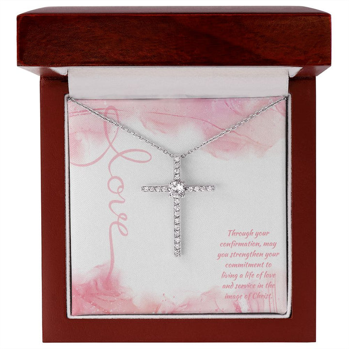 Through Your Confirmation, May You Strengthen Your Commitment - CZ Cross Necklace