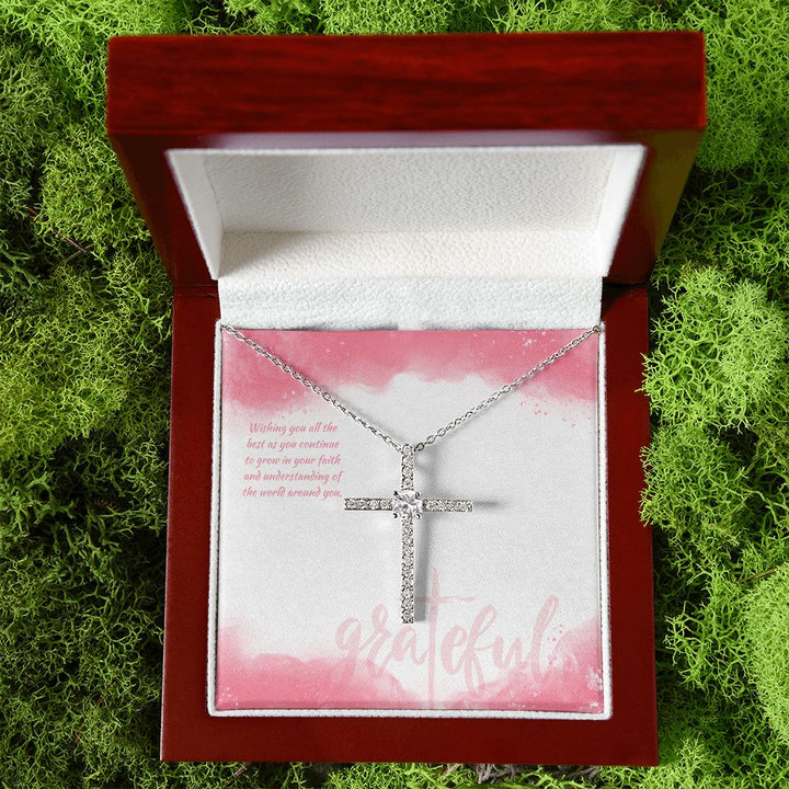 Wishing you all the best as you continue to grow in your Faith - CZ Cross Necklace