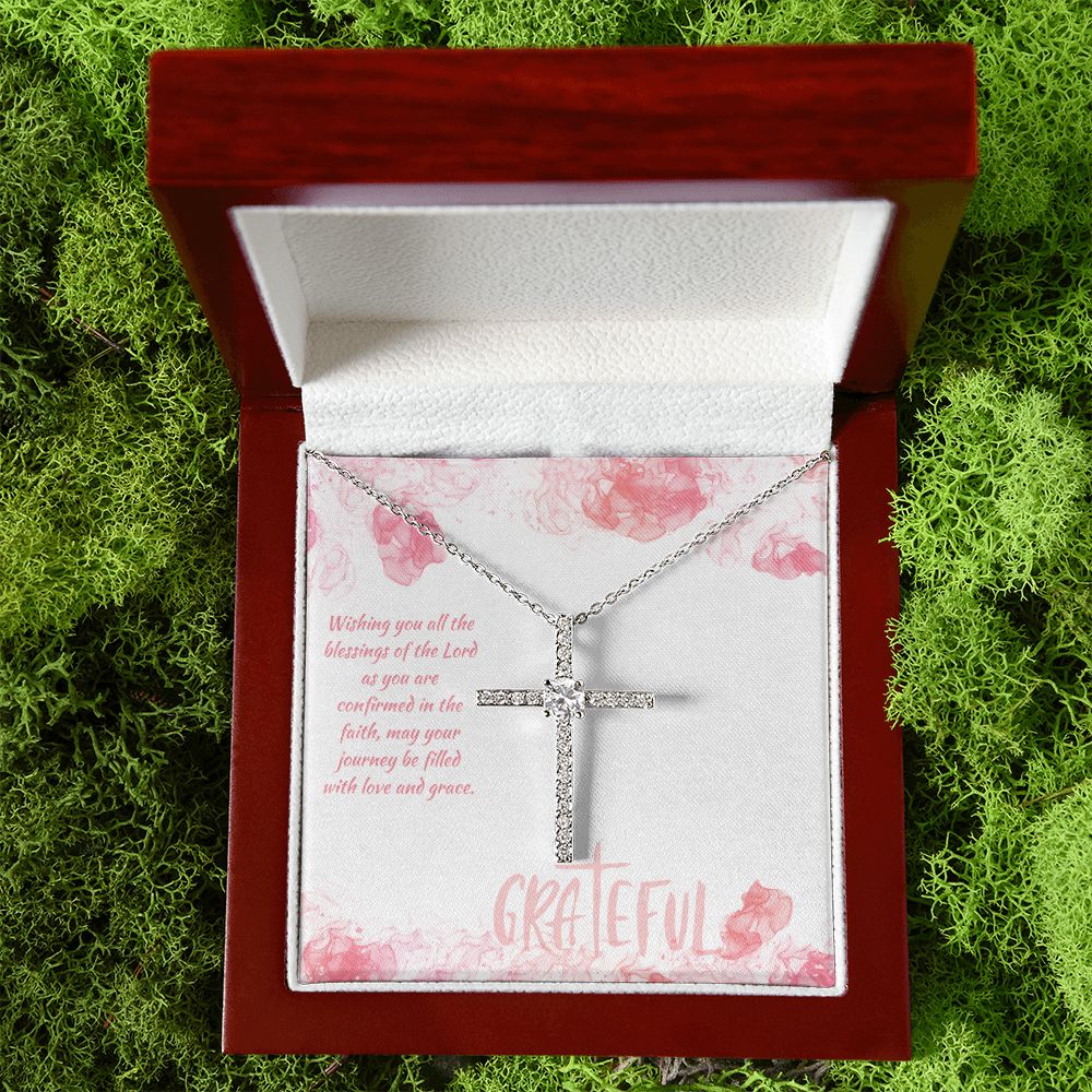 May your journey be filled with Love and Grace - CZ Cross Necklace