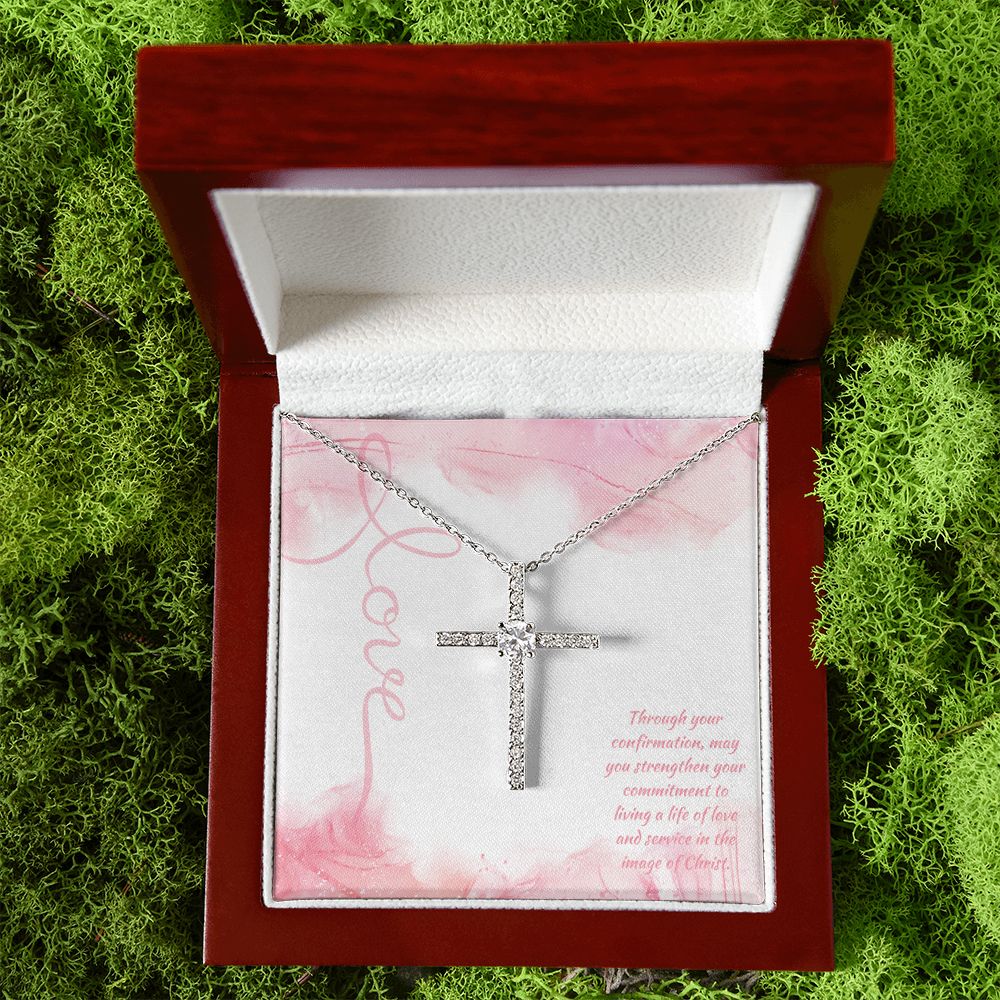 Through Your Confirmation, May You Strengthen Your Commitment - CZ Cross Necklace