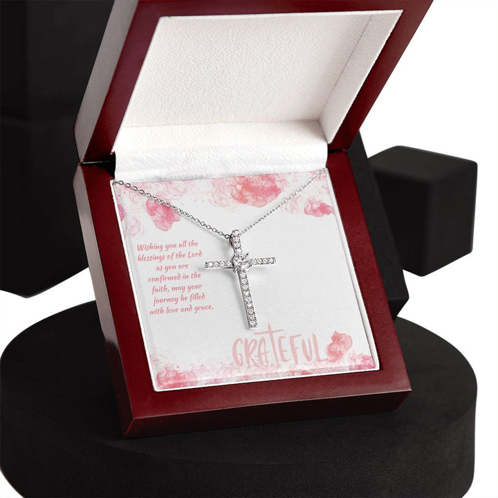 May your journey be filled with Love and Grace - CZ Cross Necklace