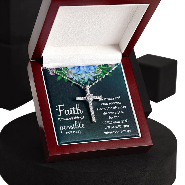 Faith it makes things possible, not easy. - CZ Cross Necklace