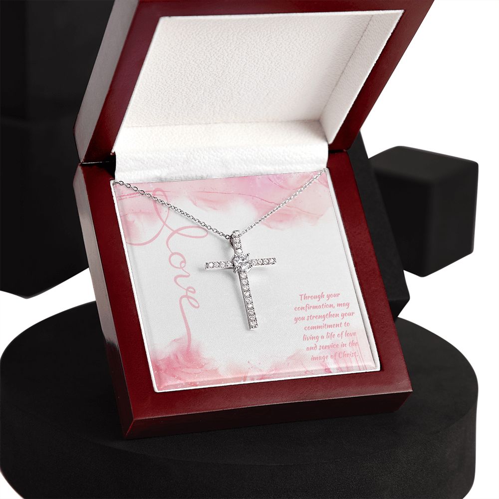 Through Your Confirmation, May You Strengthen Your Commitment - CZ Cross Necklace