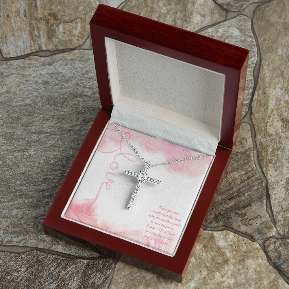 Through Your Confirmation, May You Strengthen Your Commitment - CZ Cross Necklace