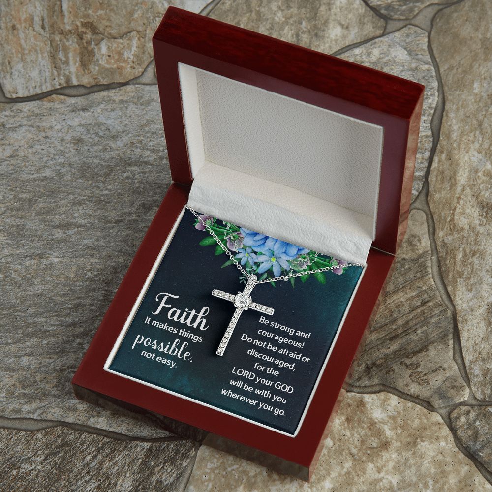 Faith it makes things possible, not easy. - CZ Cross Necklace