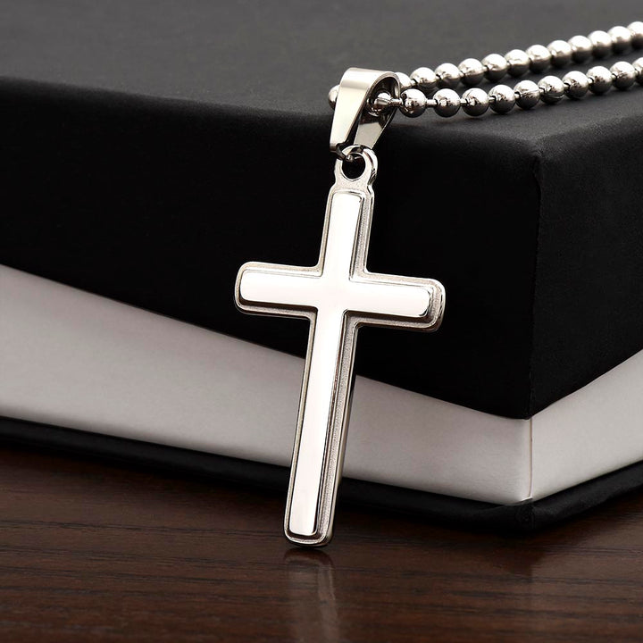 To My Man | I love you with every ounce of my soul and every fiber of my being. Love, Your Wife - Stainless Cross Necklace with Ball Chain