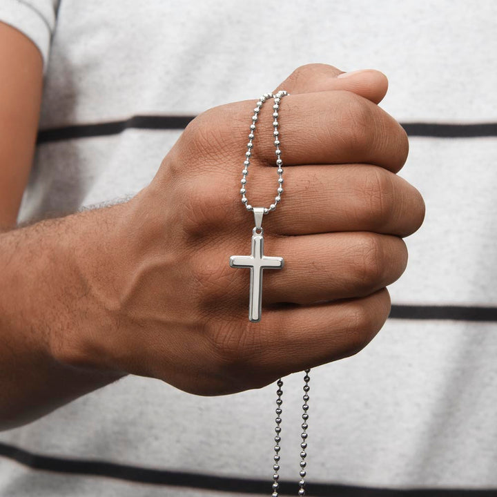 To My Dad | Thank you for being my Hero, Chauffeur, Financial Support, Listener, Life Mentor, Friend, Guardian. - Stainless Cross Necklace with Ball Chain