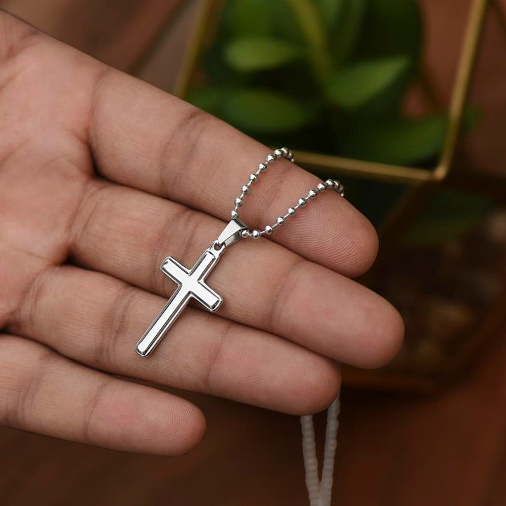 To My Dad | Thank you for being my Hero, Chauffeur, Financial Support, Listener, Life Mentor, Friend, Guardian. - Stainless Cross Necklace with Ball Chain