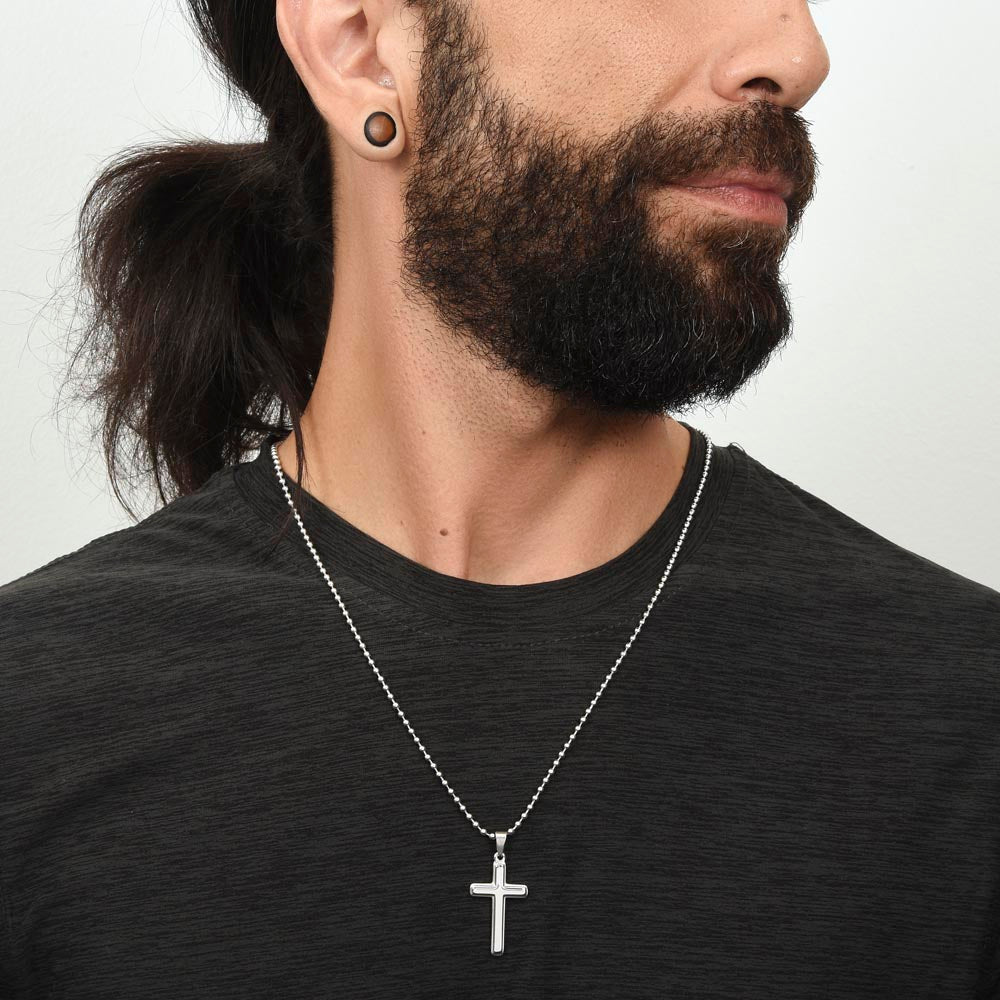 You are Loved | In all thy ways acknowledge Him, and He shall direct thy paths. Proverbs 3:5-6 - Stainless Cross Necklace with Ball Chain