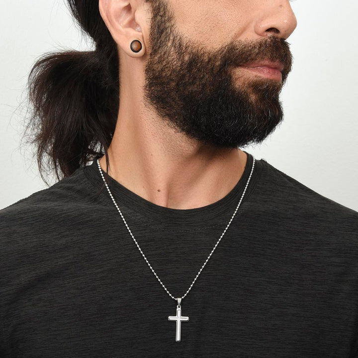 To My Dad | Thank you for being my Hero, Chauffeur, Financial Support, Listener, Life Mentor, Friend, Guardian. - Stainless Cross Necklace with Ball Chain