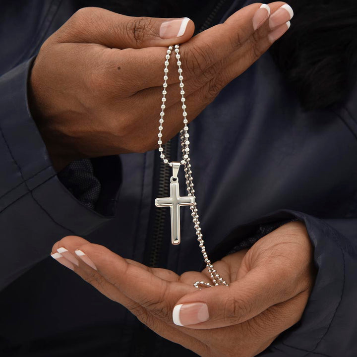 To My Dad | Thank you for being my Hero, Chauffeur, Financial Support, Listener, Life Mentor, Friend, Guardian. - Stainless Cross Necklace with Ball Chain