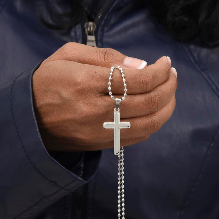 To My Dad | Thank you for being my Hero, Chauffeur, Financial Support, Listener, Life Mentor, Friend, Guardian. - Stainless Cross Necklace with Ball Chain