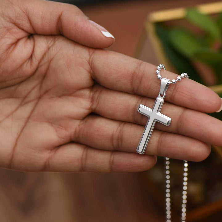To My Dad | Thank you for being my Hero, Chauffeur, Financial Support, Listener, Life Mentor, Friend, Guardian. - Stainless Cross Necklace with Ball Chain