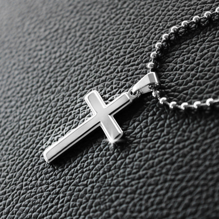 You are Loved | Love never fails. 1 Corinthians 4:7-8 - Stainless Cross Necklace with Ball Chain