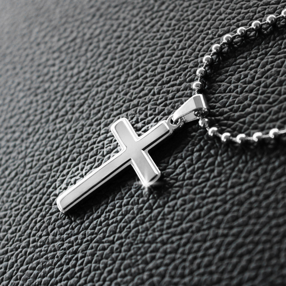 To My Dad | Thank you for being my Hero, Chauffeur, Financial Support, Listener, Life Mentor, Friend, Guardian. - Stainless Cross Necklace with Ball Chain