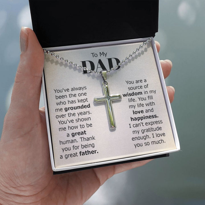 To My Dad | I can't express my gratitude enough. I love you so much. - Stainless Cross Necklace with Ball Chain