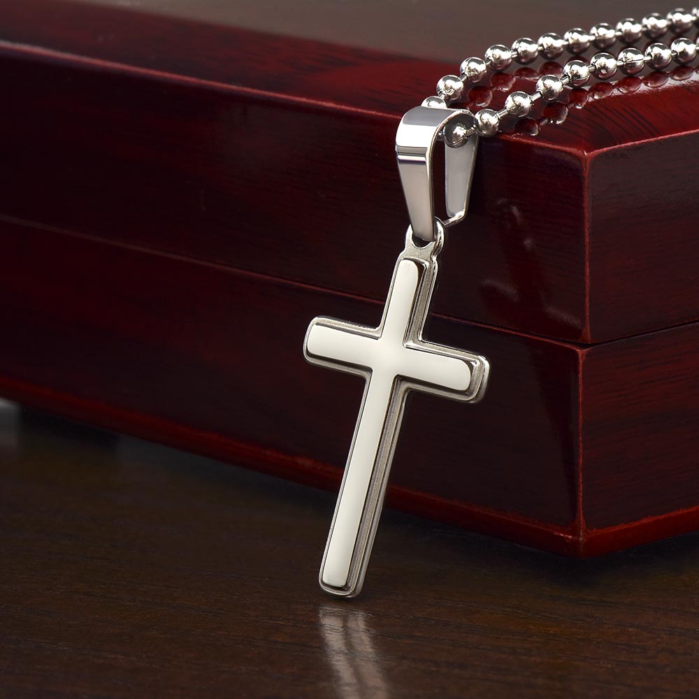 To My Dad | Thank you for being my Hero, Chauffeur, Financial Support, Listener, Life Mentor, Friend, Guardian. - Stainless Cross Necklace with Ball Chain