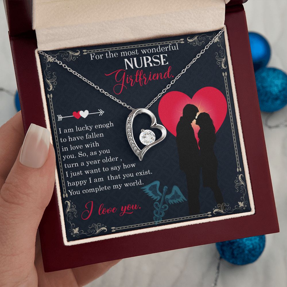 For the most wonderful Nurse Girlfriend | I am lucky enough to have fallen in love with you. - Forever Love Necklace