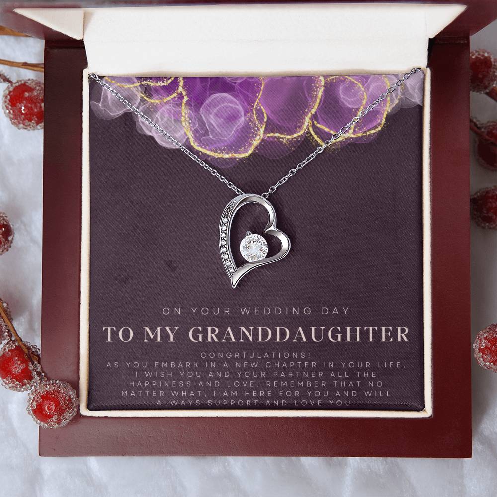 To My Granddaughter | On your wedding day, I wish you and your partner all the happiness and love - Forever Love Necklace