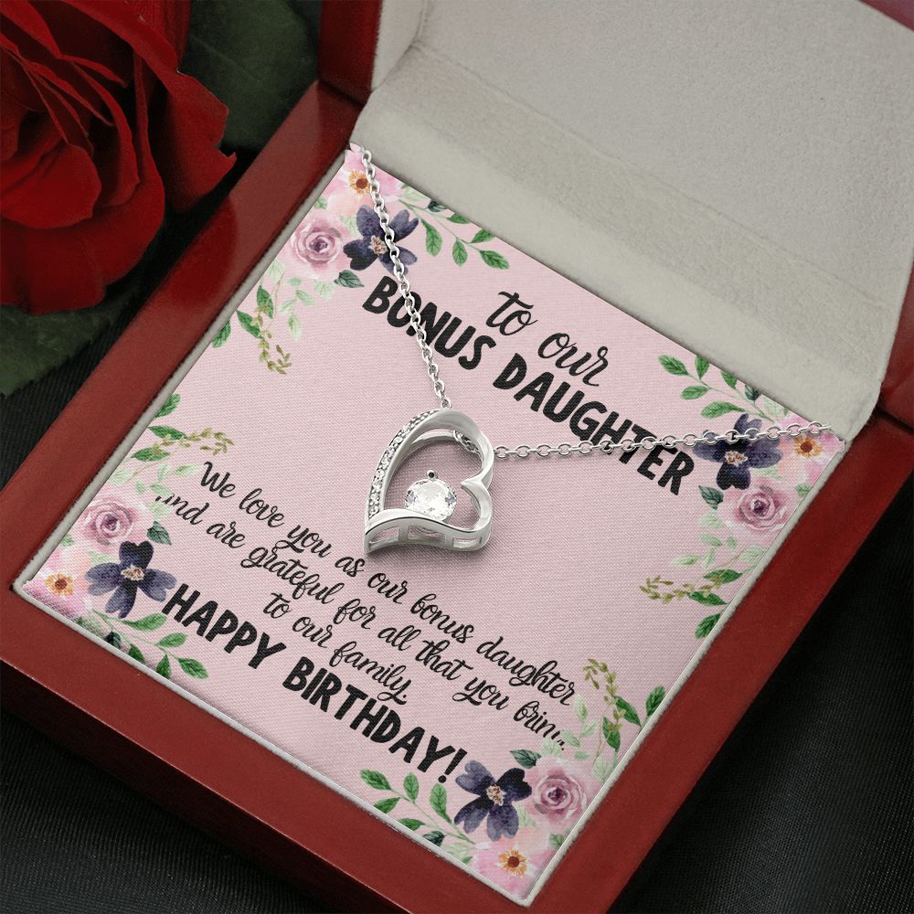 To our Bonus Daughter | We love you as our bonus daughter. Happy Birthday!  - Forever Love Necklace