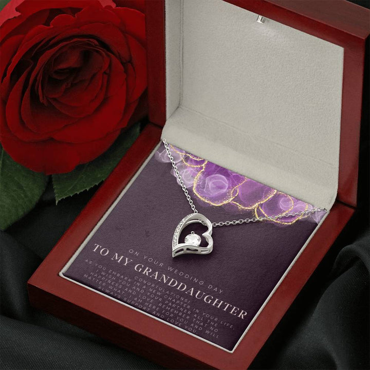 To My Granddaughter | On your wedding day, I wish you and your partner all the happiness and love - Forever Love Necklace