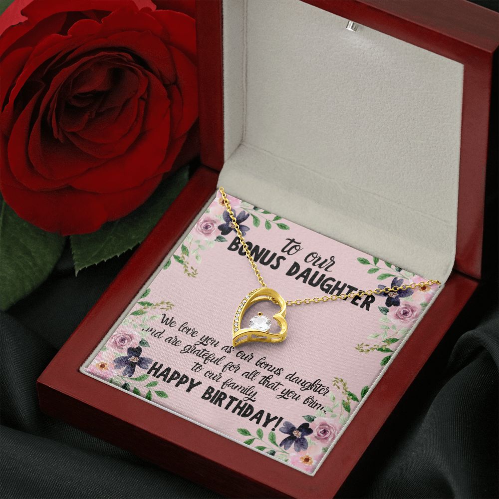 To our Bonus Daughter | We love you as our bonus daughter. Happy Birthday!  - Forever Love Necklace