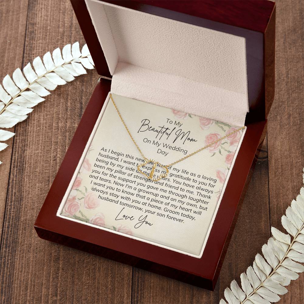 To My Beautiful Mom on My Wedding Day | As I begin this new chapter of my life as a loving husband, I want to express my gratitude to you for being by my side all these years - Everlasting Love Necklace