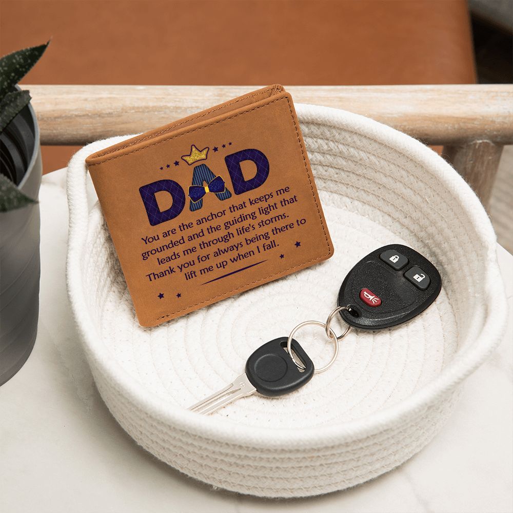 Dad | You are the anchor that keeps me grounded and guiding light - Graphic Leather Wallet