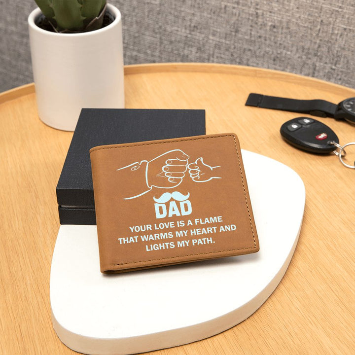 Dad | Your Love is a flame that warms my Heart and lights my path - Graphic Leather Wallet