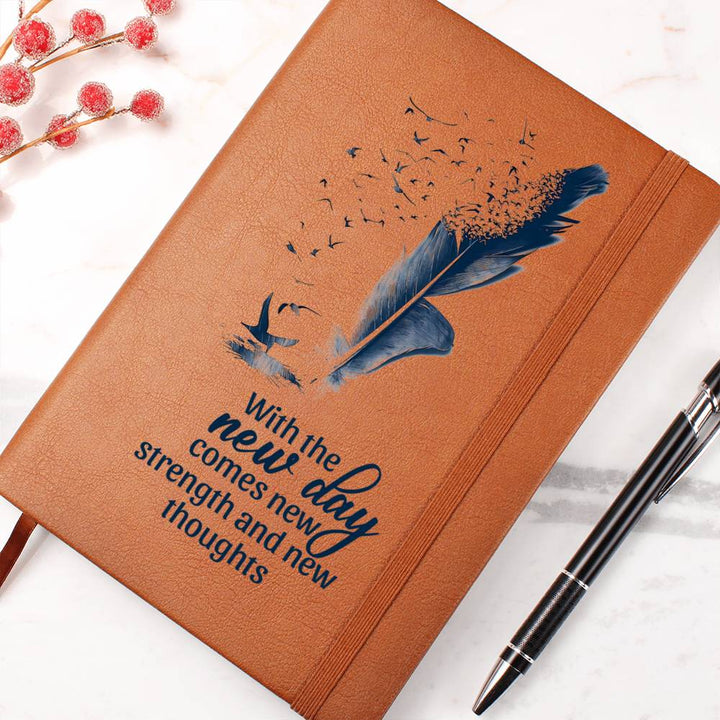 With the New Day Comes with New Strength - Graphic Leather Journal