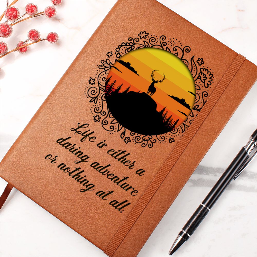 Life is either daring adventure or nothing at all - Graphic Leather Journal