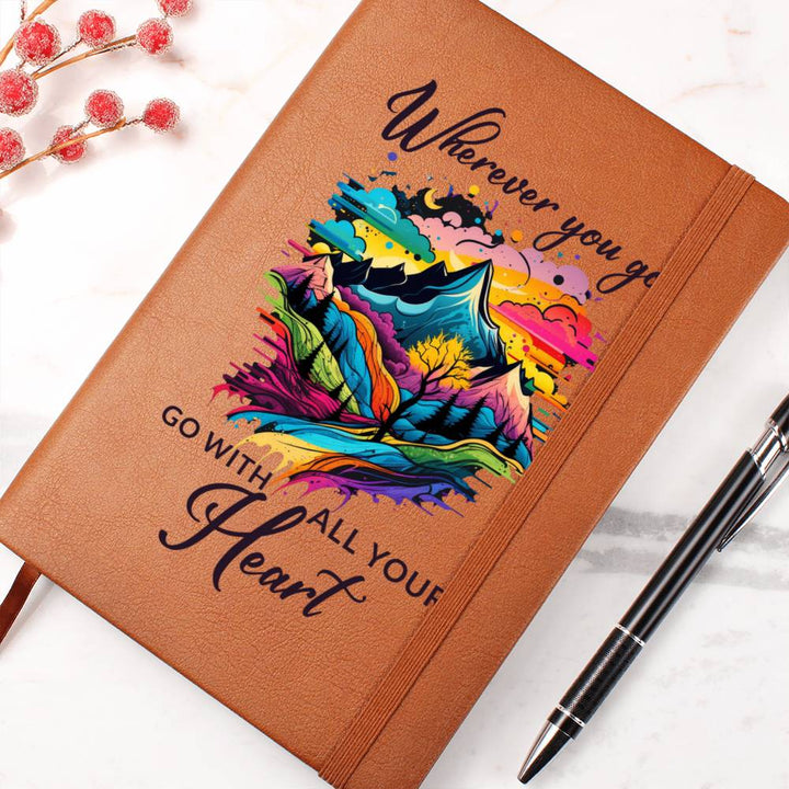 Wherever You Go, Go with all Your Heart - Graphic Leather Journal