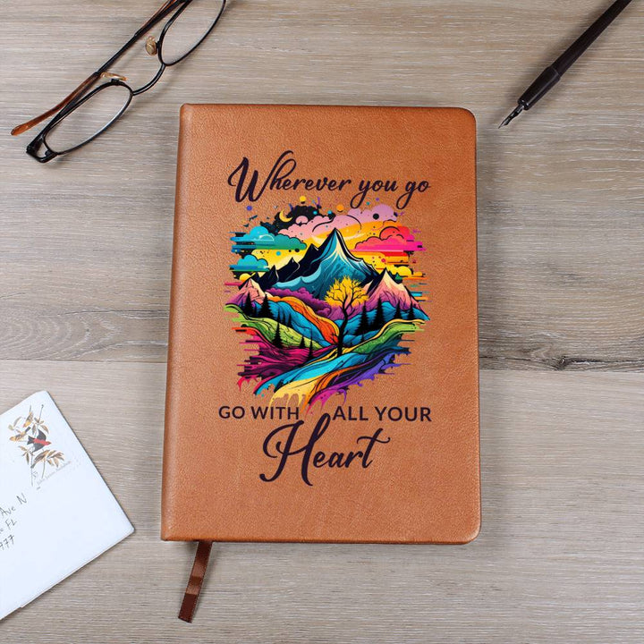 Wherever You Go, Go with all Your Heart - Graphic Leather Journal