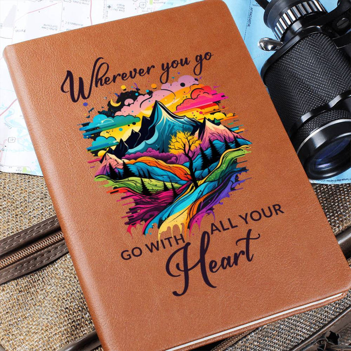 Wherever You Go, Go with all Your Heart - Graphic Leather Journal