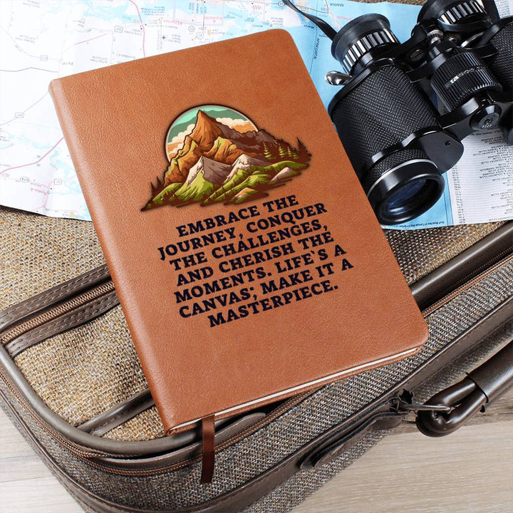 Embrace the Journey, Conquer the Challenges - Graphic Leather Journal