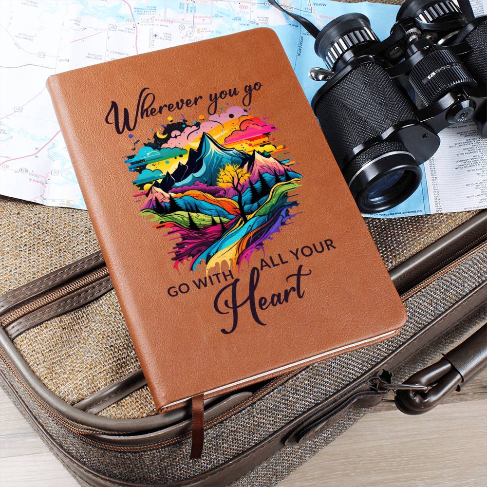 Wherever You Go, Go with all Your Heart - Graphic Leather Journal