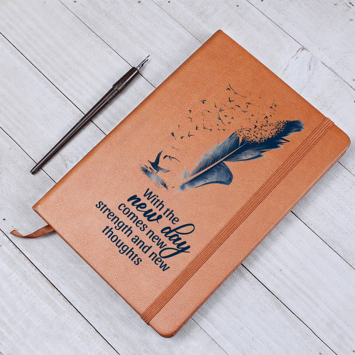 With the New Day Comes with New Strength - Graphic Leather Journal