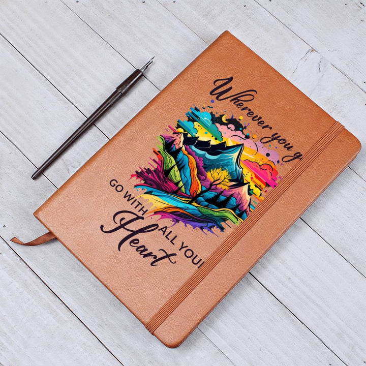 Wherever You Go, Go with all Your Heart - Graphic Leather Journal