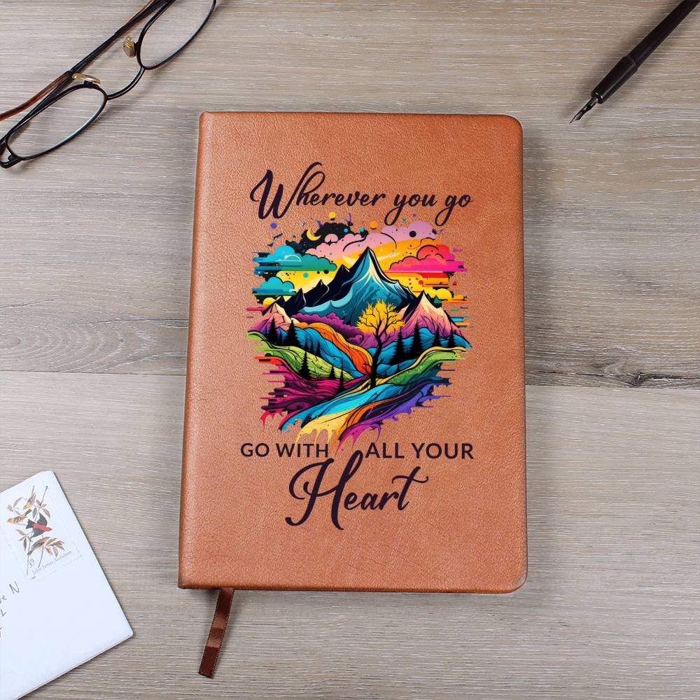 Wherever You Go, Go with all Your Heart - Graphic Leather Journal