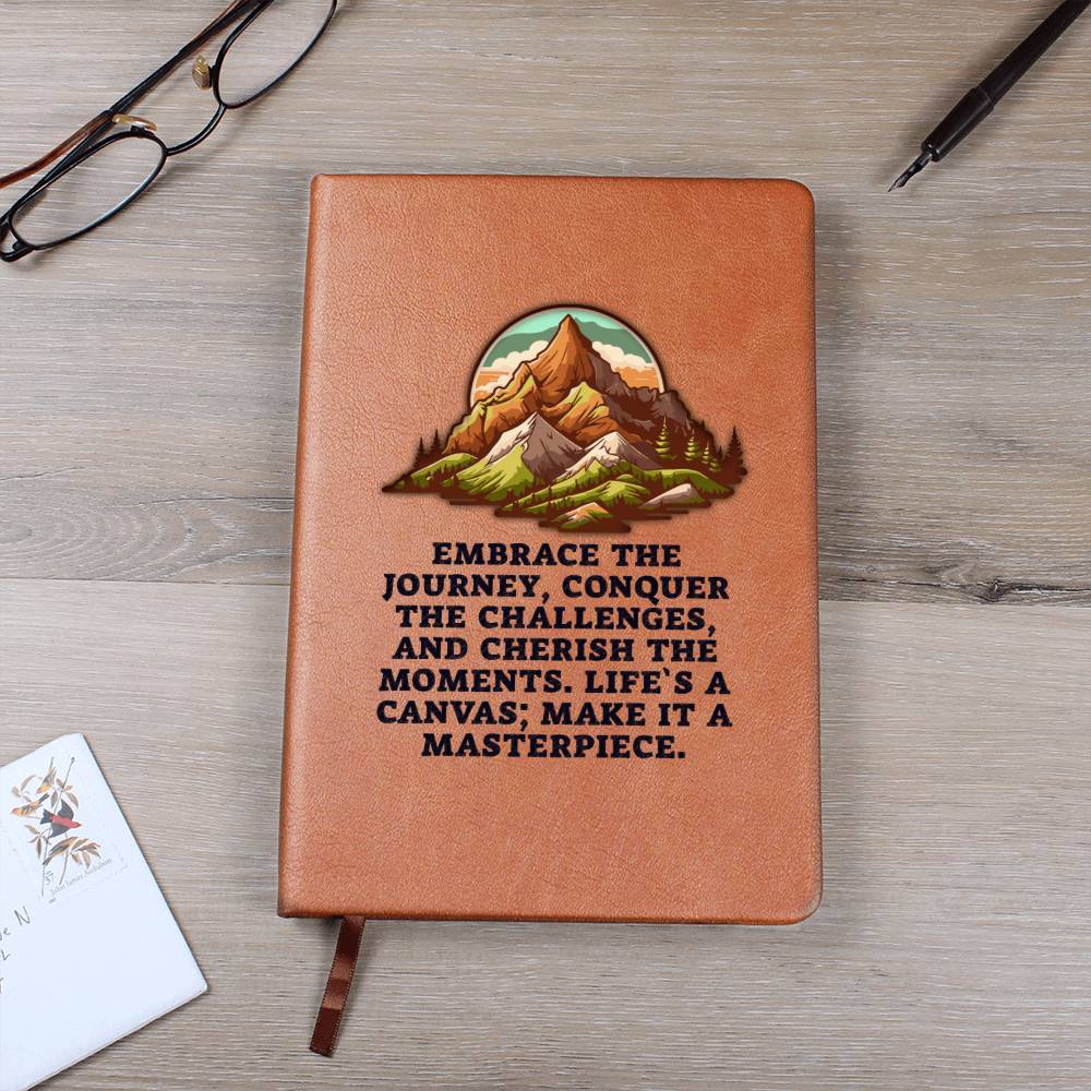 Embrace the Journey, Conquer the Challenges - Graphic Leather Journal