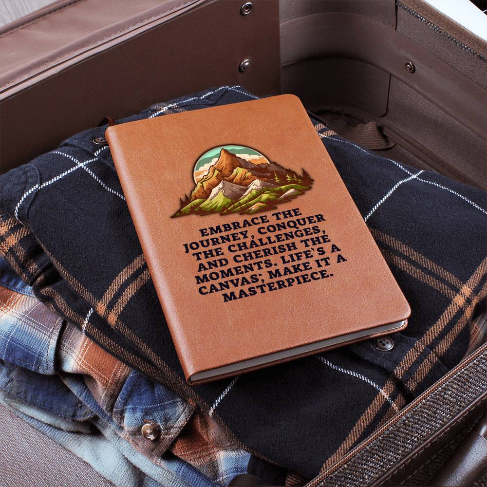 Embrace the Journey, Conquer the Challenges - Graphic Leather Journal