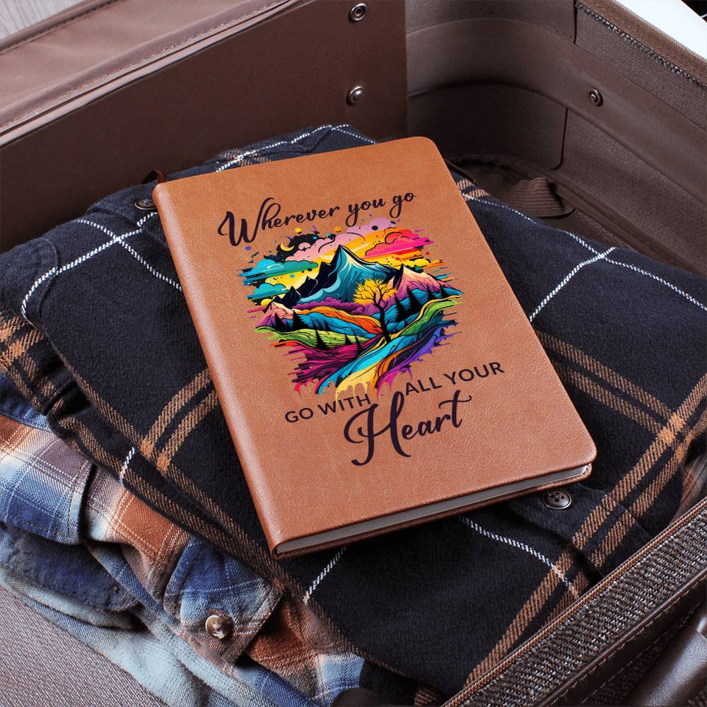 Wherever You Go, Go with all Your Heart - Graphic Leather Journal