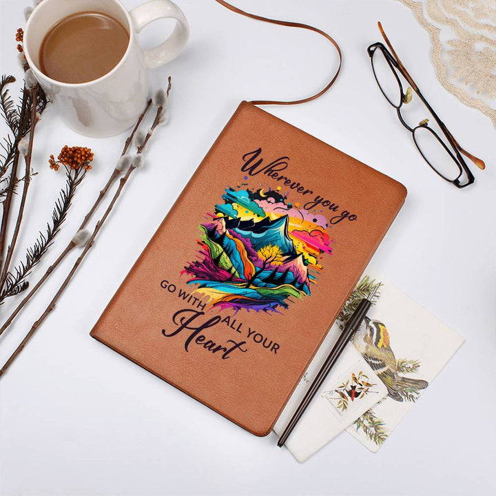 Wherever You Go, Go with all Your Heart - Graphic Leather Journal