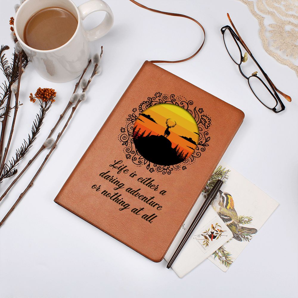 Life is either daring adventure or nothing at all - Graphic Leather Journal