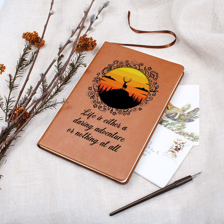 Life is either daring adventure or nothing at all - Graphic Leather Journal