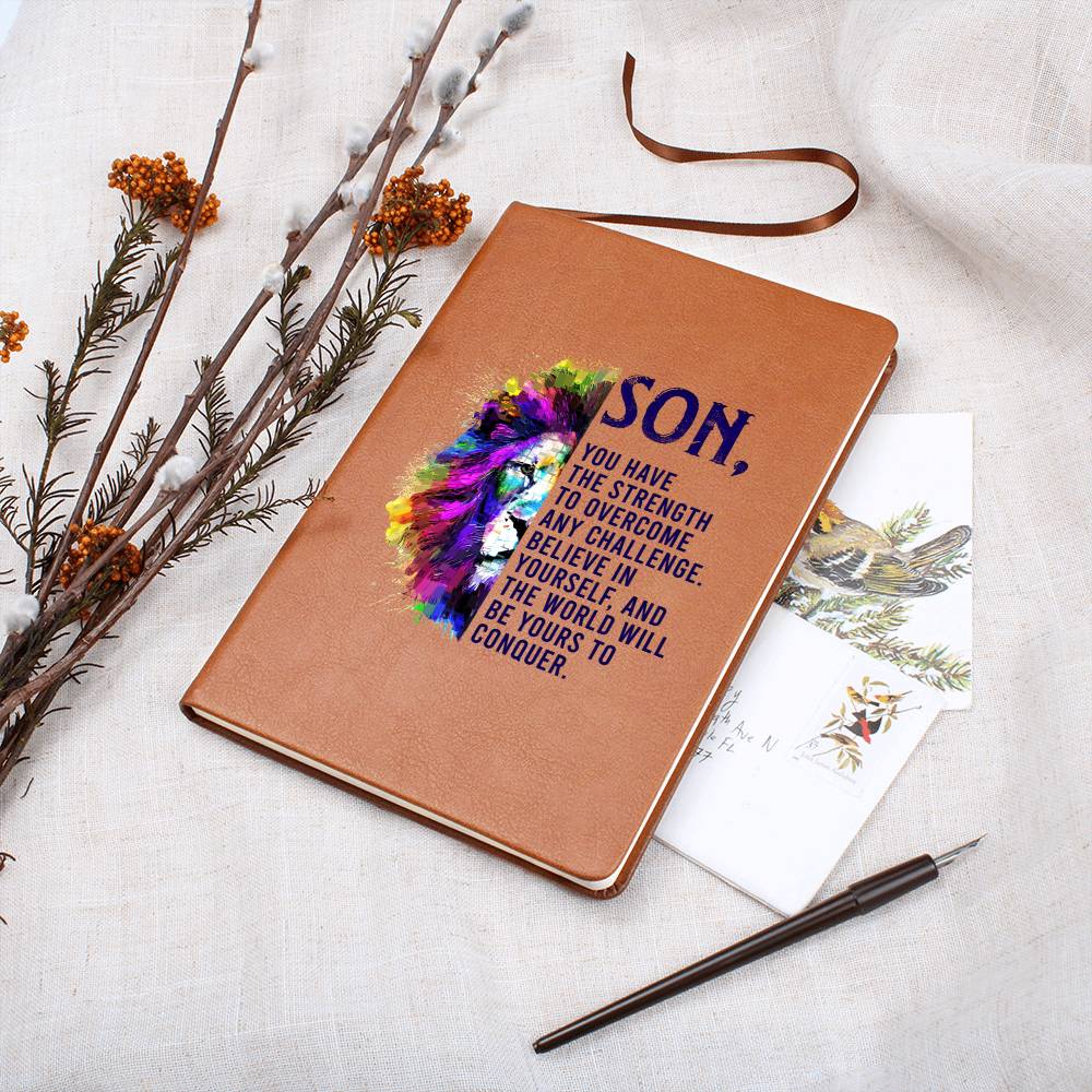 To My Son | You have the Strength to overcome any Challenge - Graphic Leather Journal