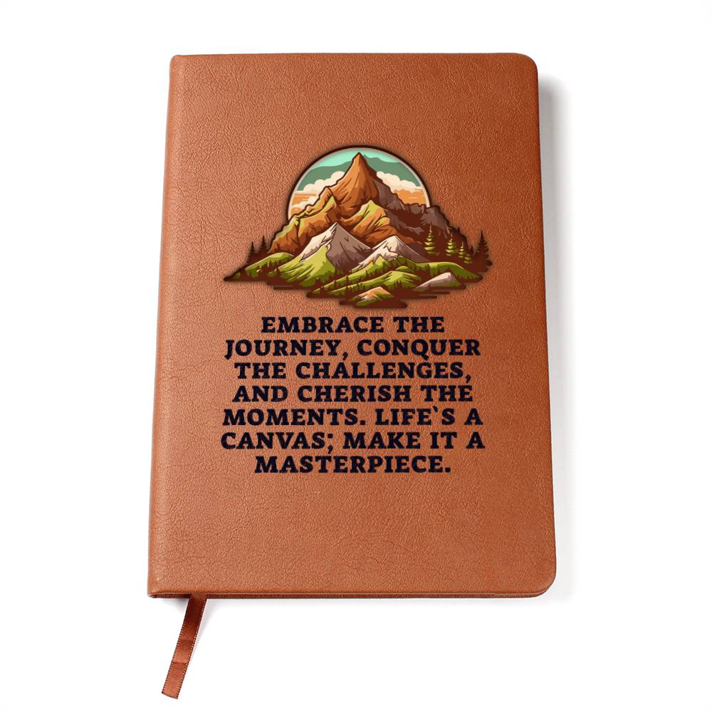 Embrace the Journey, Conquer the Challenges - Graphic Leather Journal