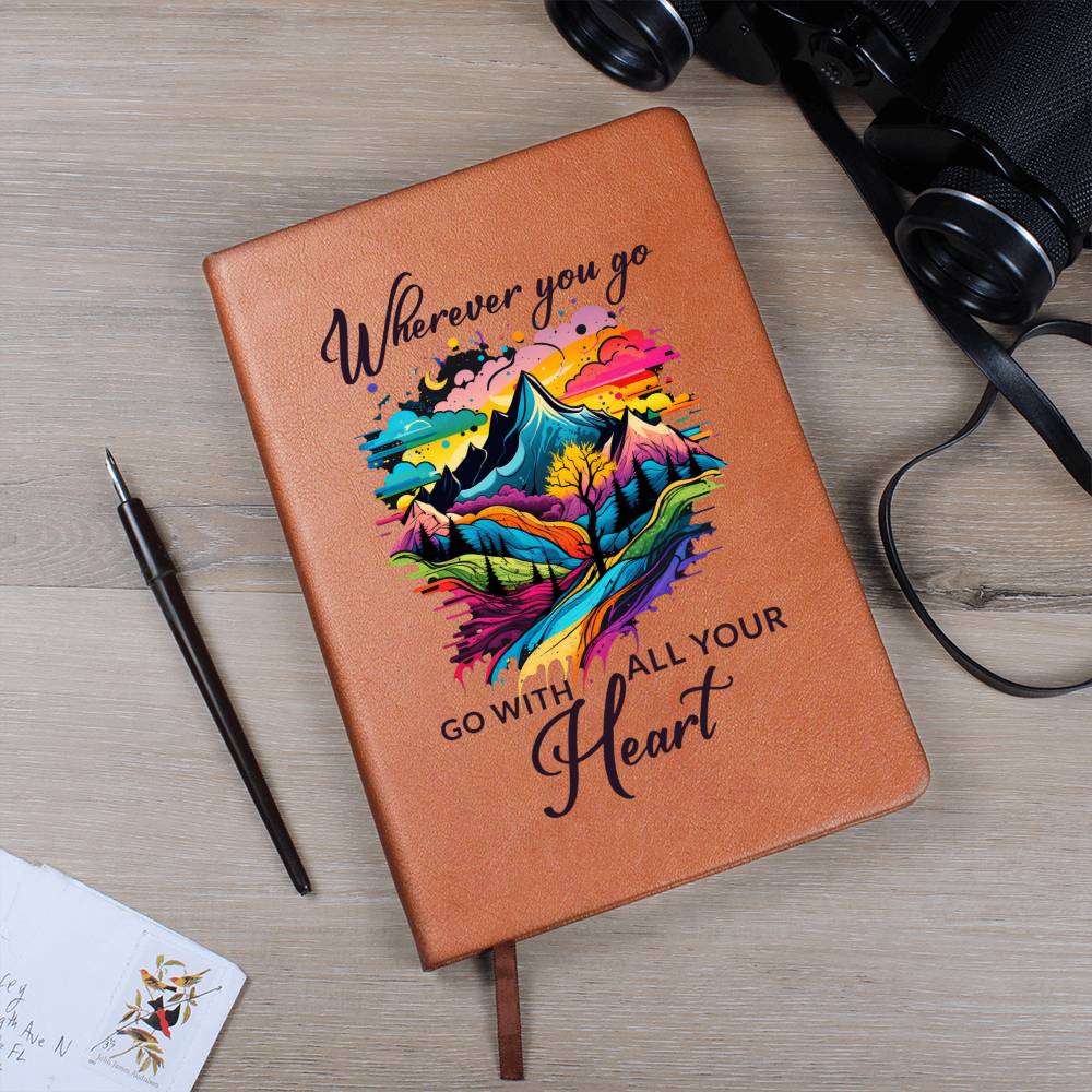 Wherever You Go, Go with all Your Heart - Graphic Leather Journal