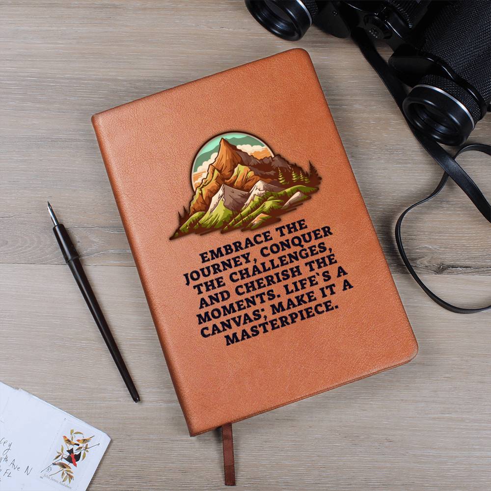 Embrace the Journey, Conquer the Challenges - Graphic Leather Journal